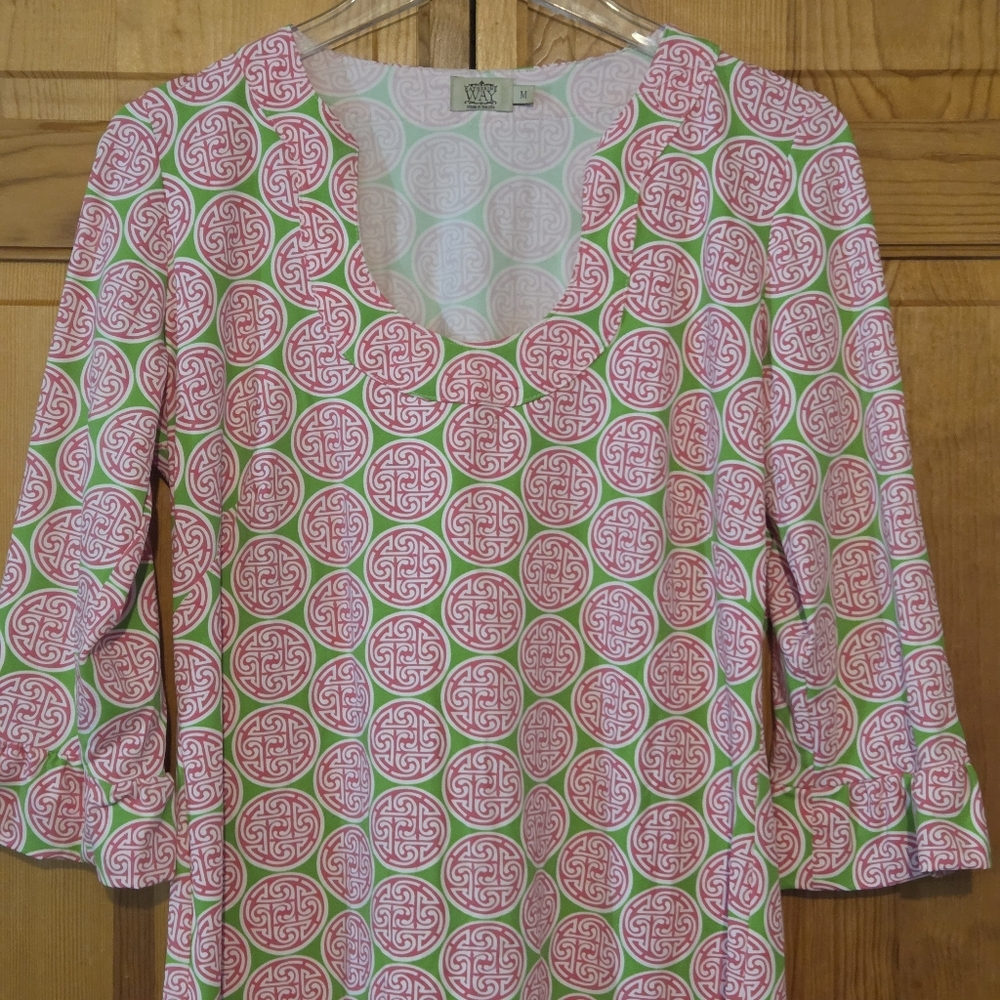 Katherine WAY Dress Pink &‎ Green Resort Vacation Travel USA